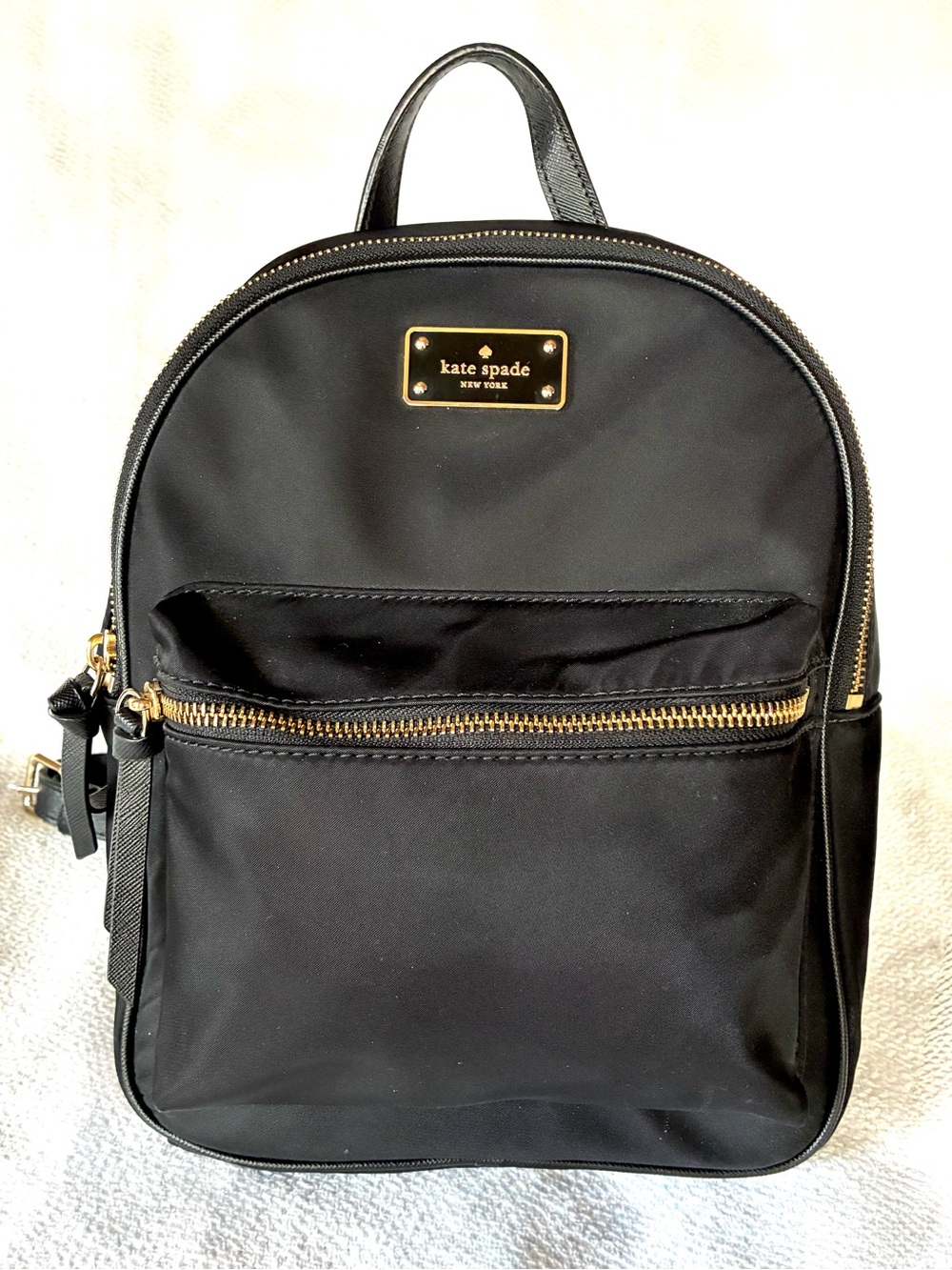 Kate Spade black nylon mini backpack with gold hardware